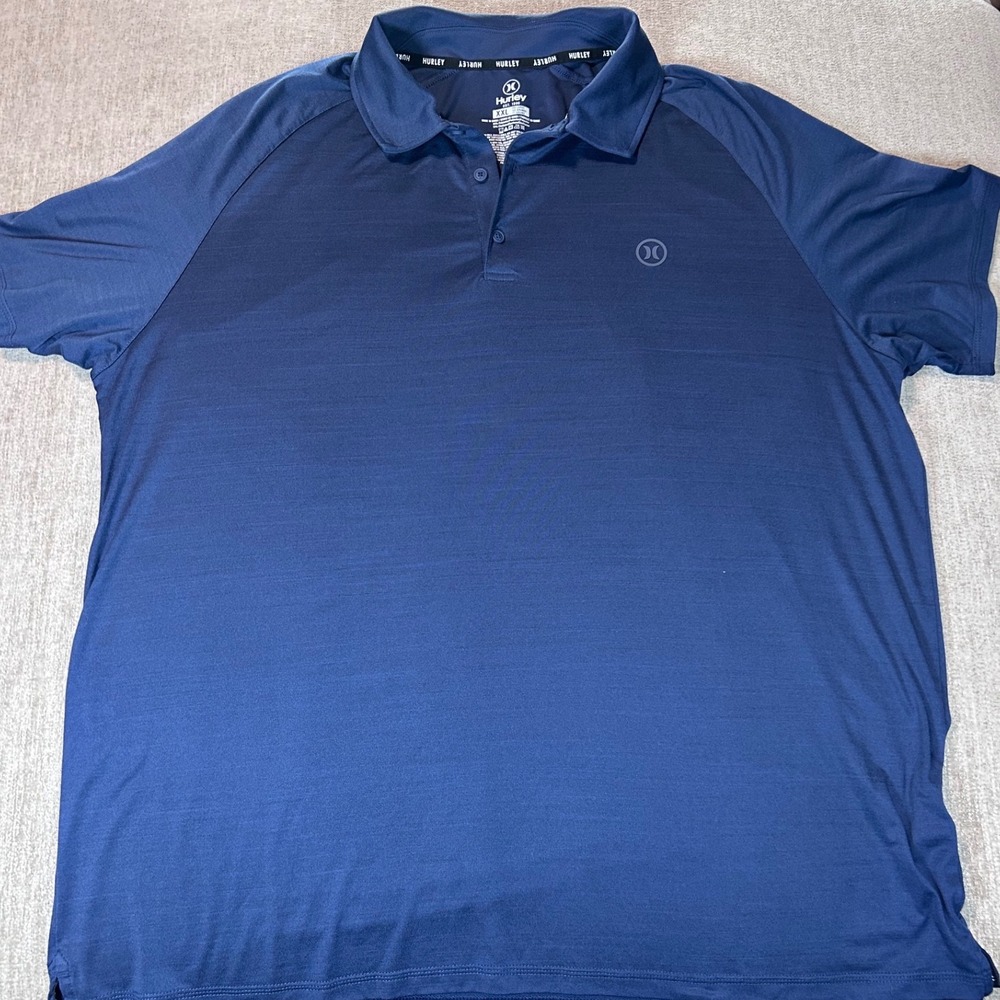 Hurley‎ Mens XXL Performance Polo Shirt Navy Blue Space Dye Short Sleeve Logo
